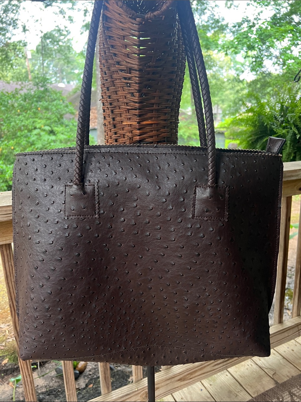 Brown Textured Shoulder Bag